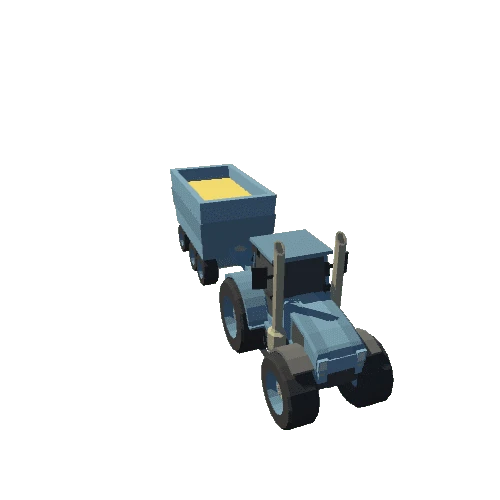 Tractor Blue With Wagon